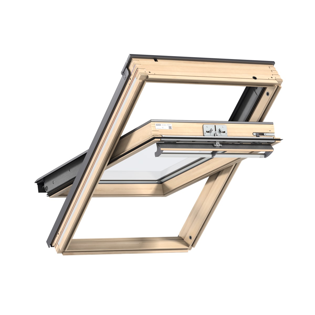Velux Premium jumta logs ar rokturi vērtnes augšā, 66 divkameras stikla pakete 55x78cm GGL CK02 3066